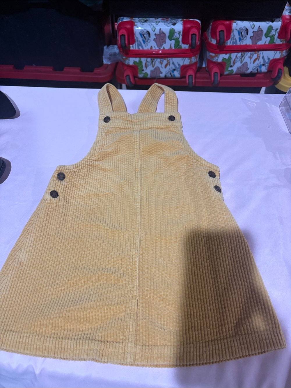Tahari Mustard Yellow Corduroy Overall Dress